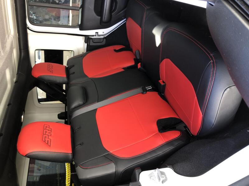 Jeep Wrangler JLU Rear Bench Seat Cover - PRP Seats - Fits With Leather Interior - Black/Red - `18-`27